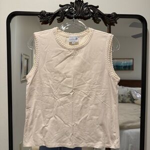 Cartoline Cream Crochet-Trim Sleeveless Tank